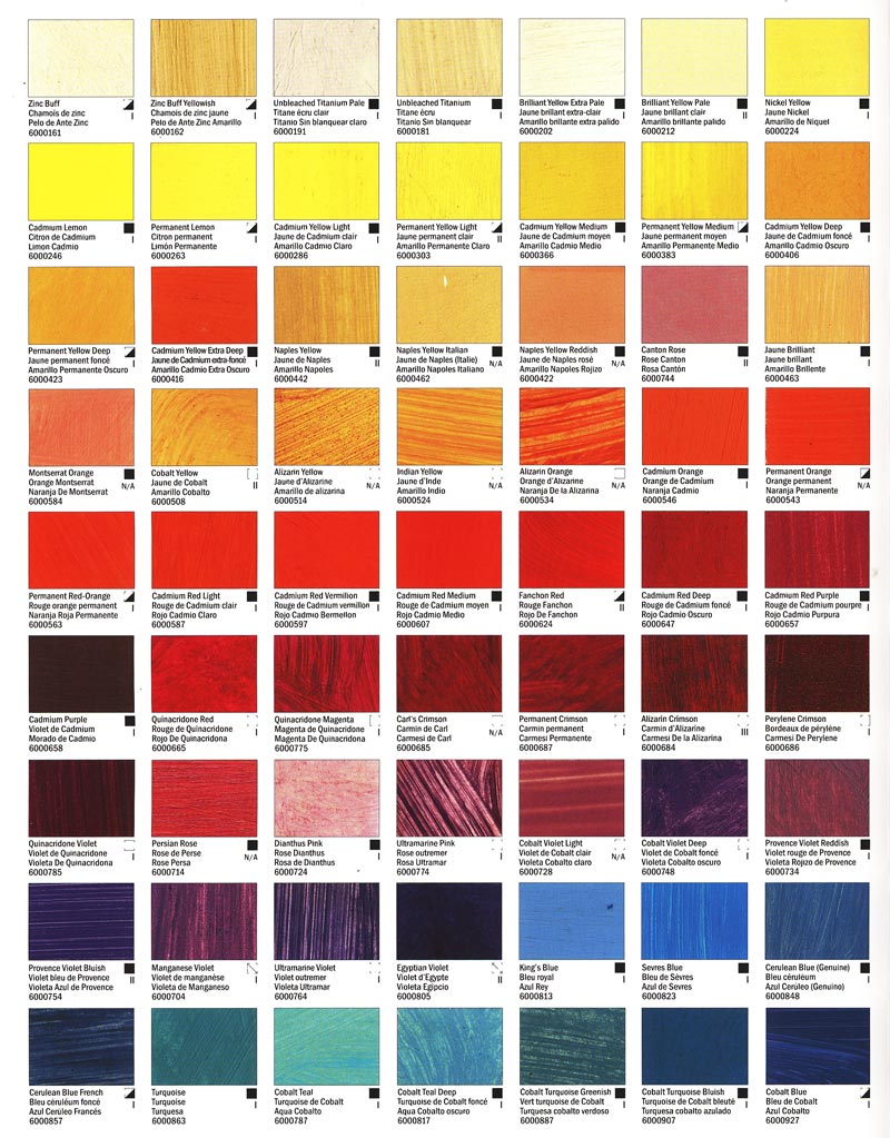 Williamsburg Oil Color Chart